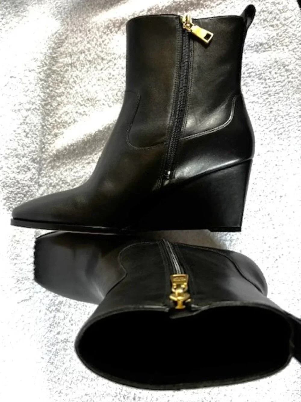 Coach Josephine black leather wedge bootie NWOT Size 8-1/2 - Picture 8 of 13